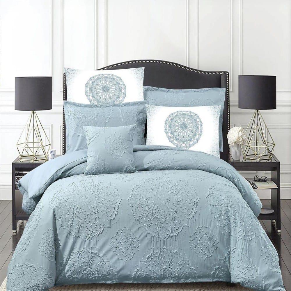 Bedding Comforter Set for King bed, Crepe Cotton Duvet 7- piece set