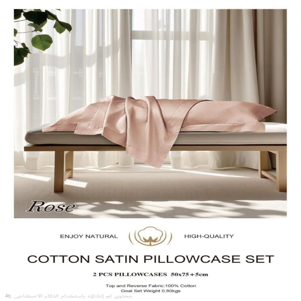 Cotton Satin pillowcase, 2 packs breathable pillowcase