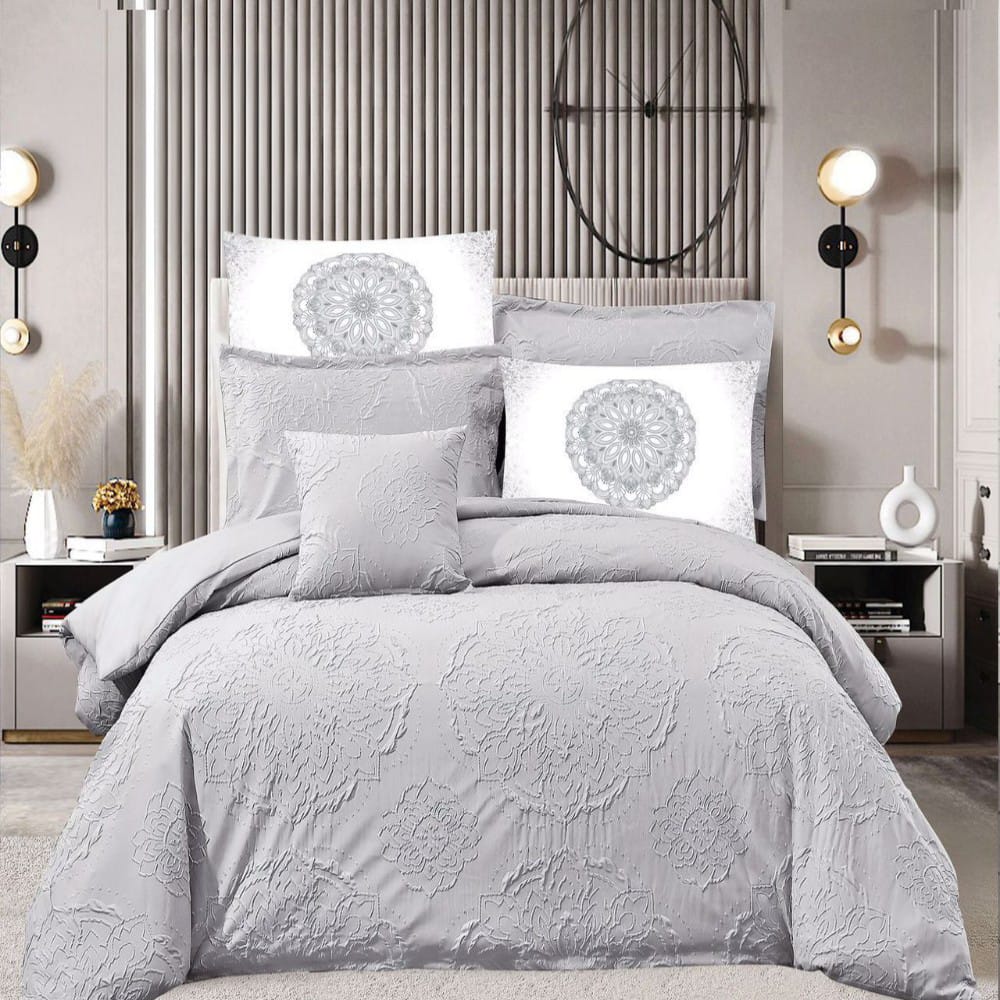 Bedding Comforter Set for King bed, Crepe Cotton Duvet 7- piece set