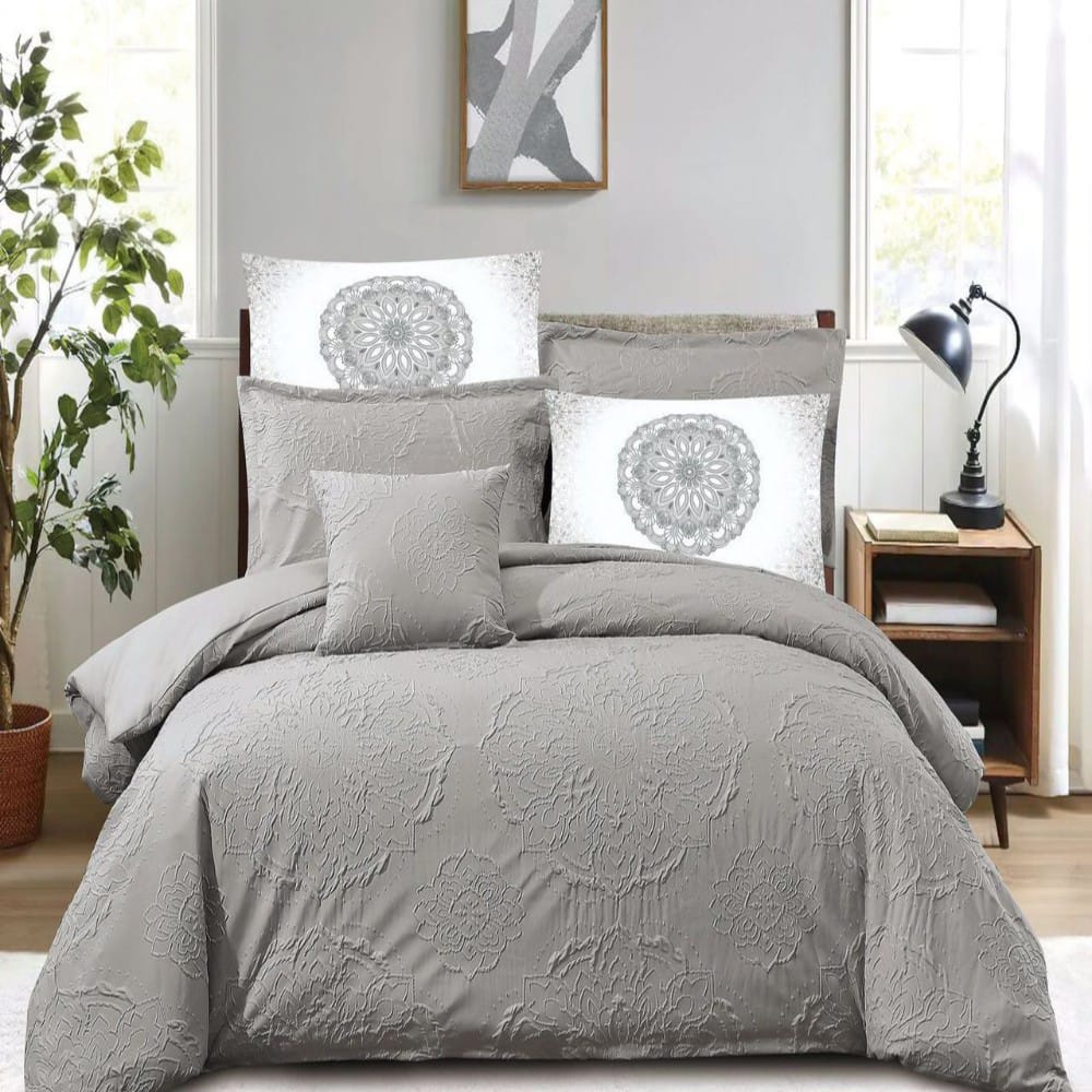 Bedding Comforter Set for King bed, Crepe Cotton Duvet 7- piece set