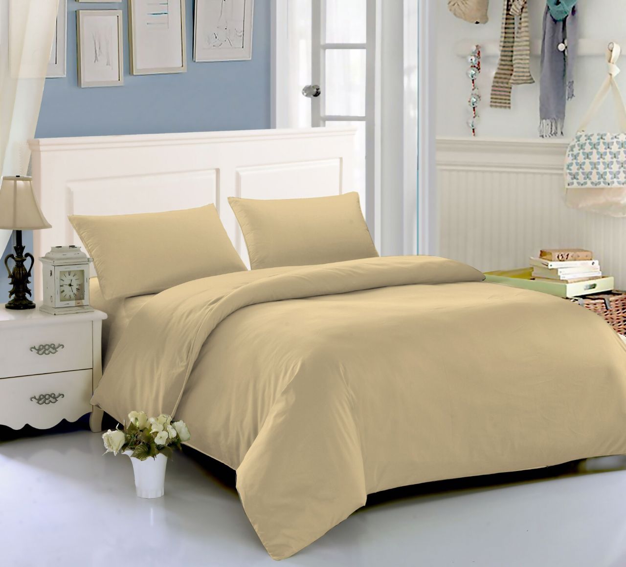 6 - Piece King Size plain Hotel duvet set