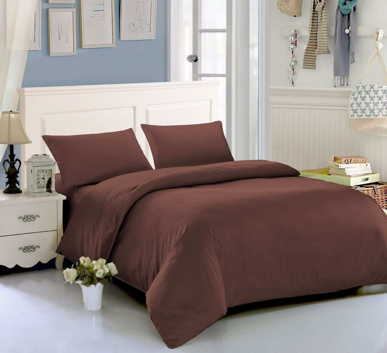6 - Piece King Size plain Hotel duvet set