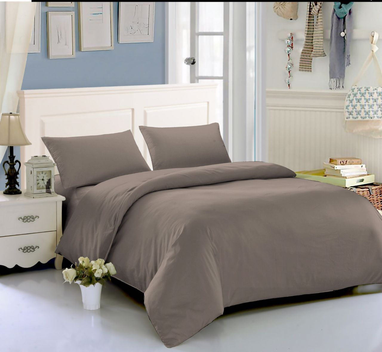 6 - Piece King Size plain Hotel duvet set