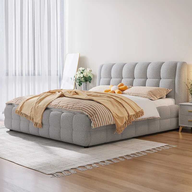 Cream fabric bed set minimalist designer