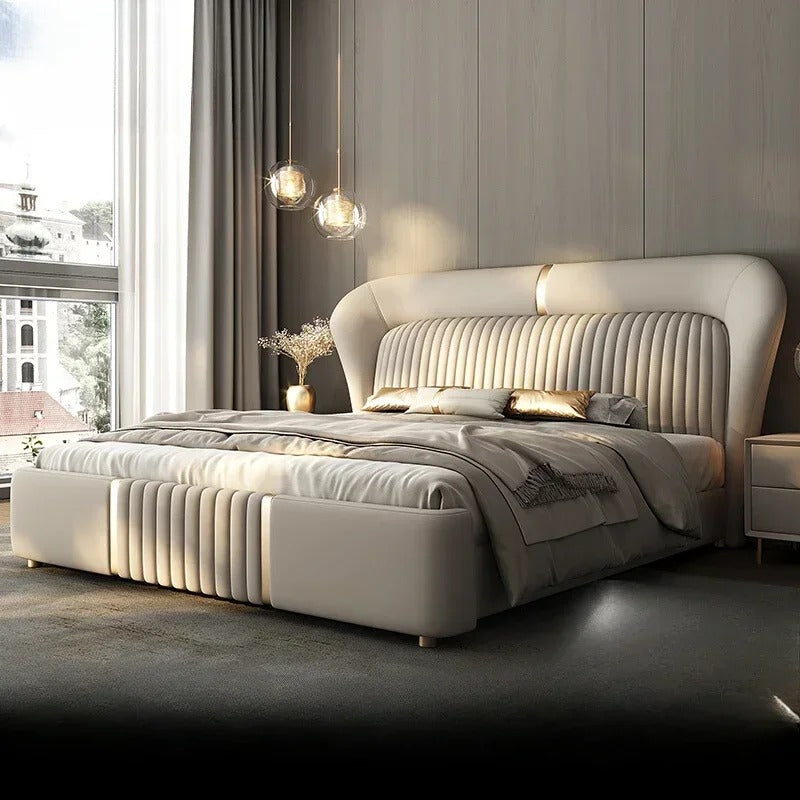 Gold double bed luxury for large hotel bedroom & Bed For Adults