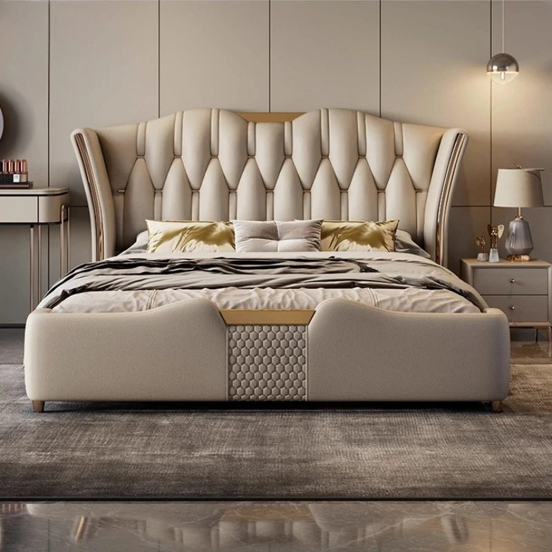 Luxury Home Faux Leather Double Bed
