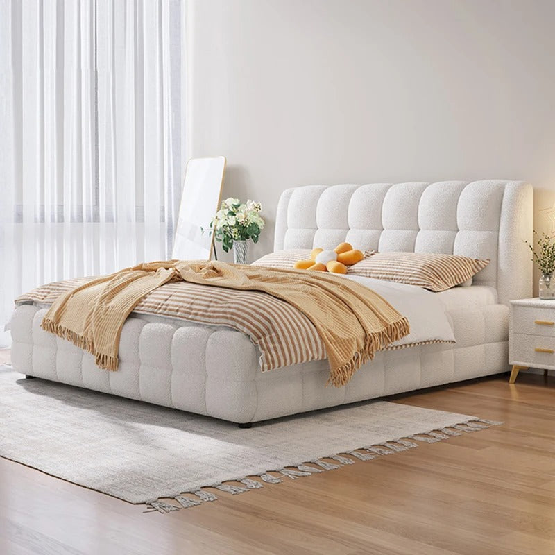Cream fabric bed set minimalist designer