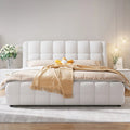 Cream fabric bed set minimalist designer