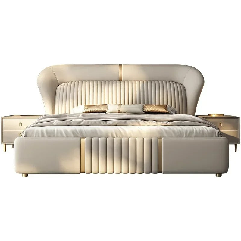 Gold double bed luxury for large hotel bedroom & Bed For Adults